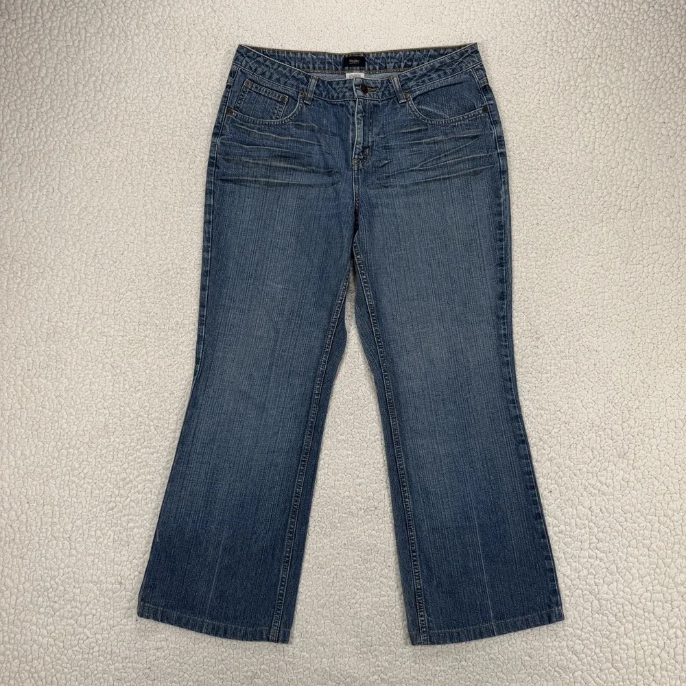 Mossimo Bootcut Jeans Women's 12 (34x27) Y2K Western Whiskered Boho